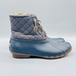 Sperry Boots Womens 11 Blue Quilted Waterproof Rain Shoes Saltwater Duck